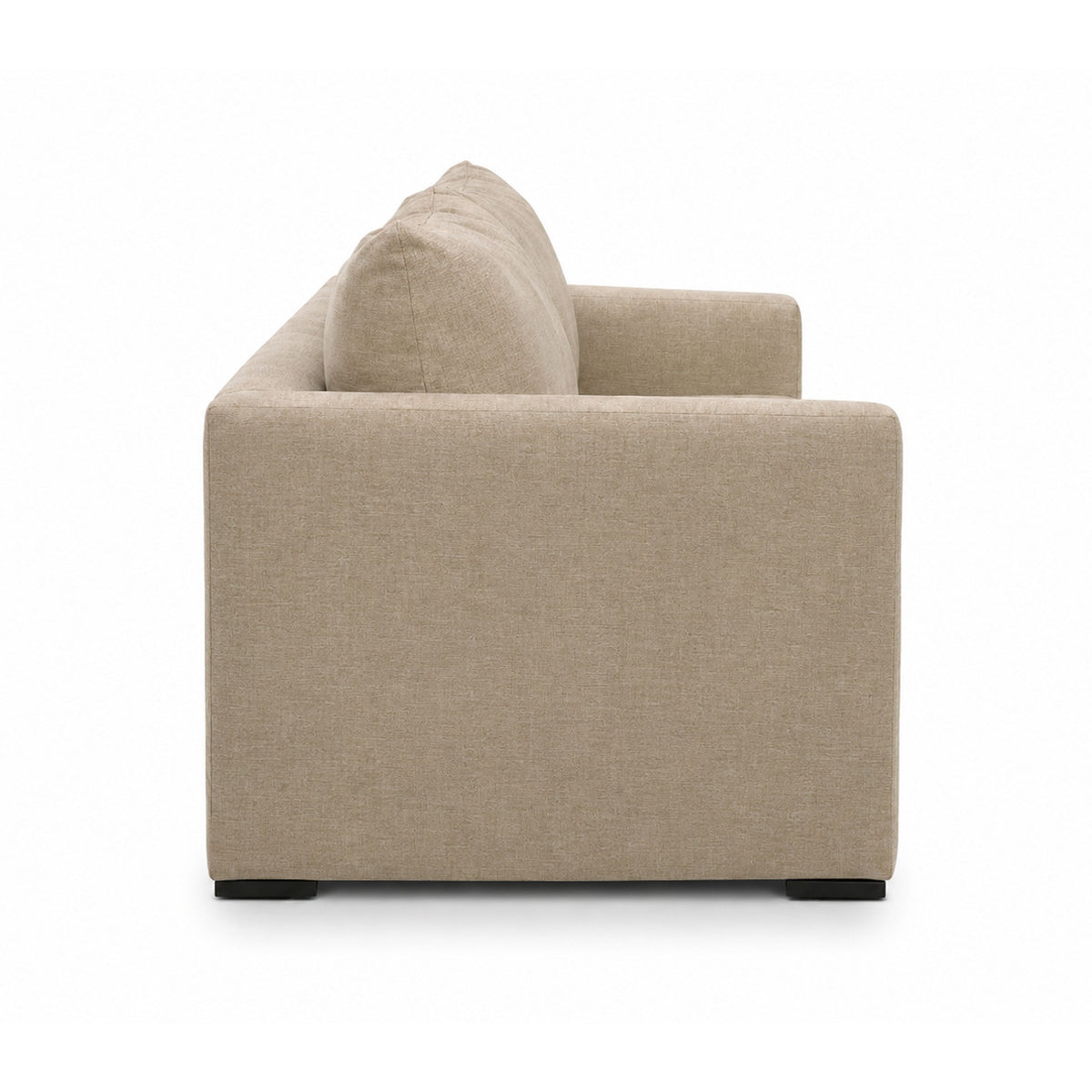 Portsmouth 85 Inch Sofa sand upholstery three quarter view with natural light