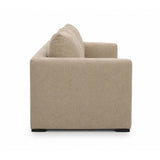 Portsmouth 85 Inch Sofa sand upholstery three quarter view with natural light