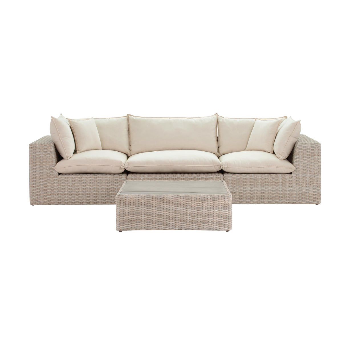 Cali 120" Natural Wicker Outdoor Modular Sofa