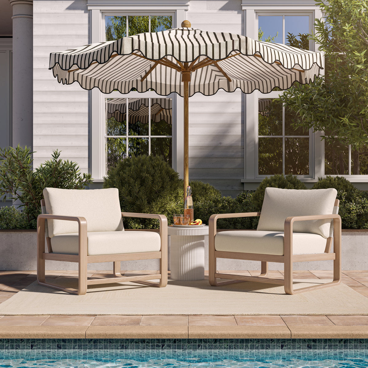 Palata Cream Performance Fabric Outdoor Accent Chair - View 2