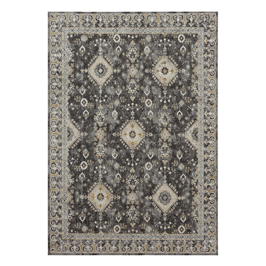 Karastan Windermere Ravenglass Anthracite Traditional Area Rug - Machine Woven Polyester, Made in Turkey