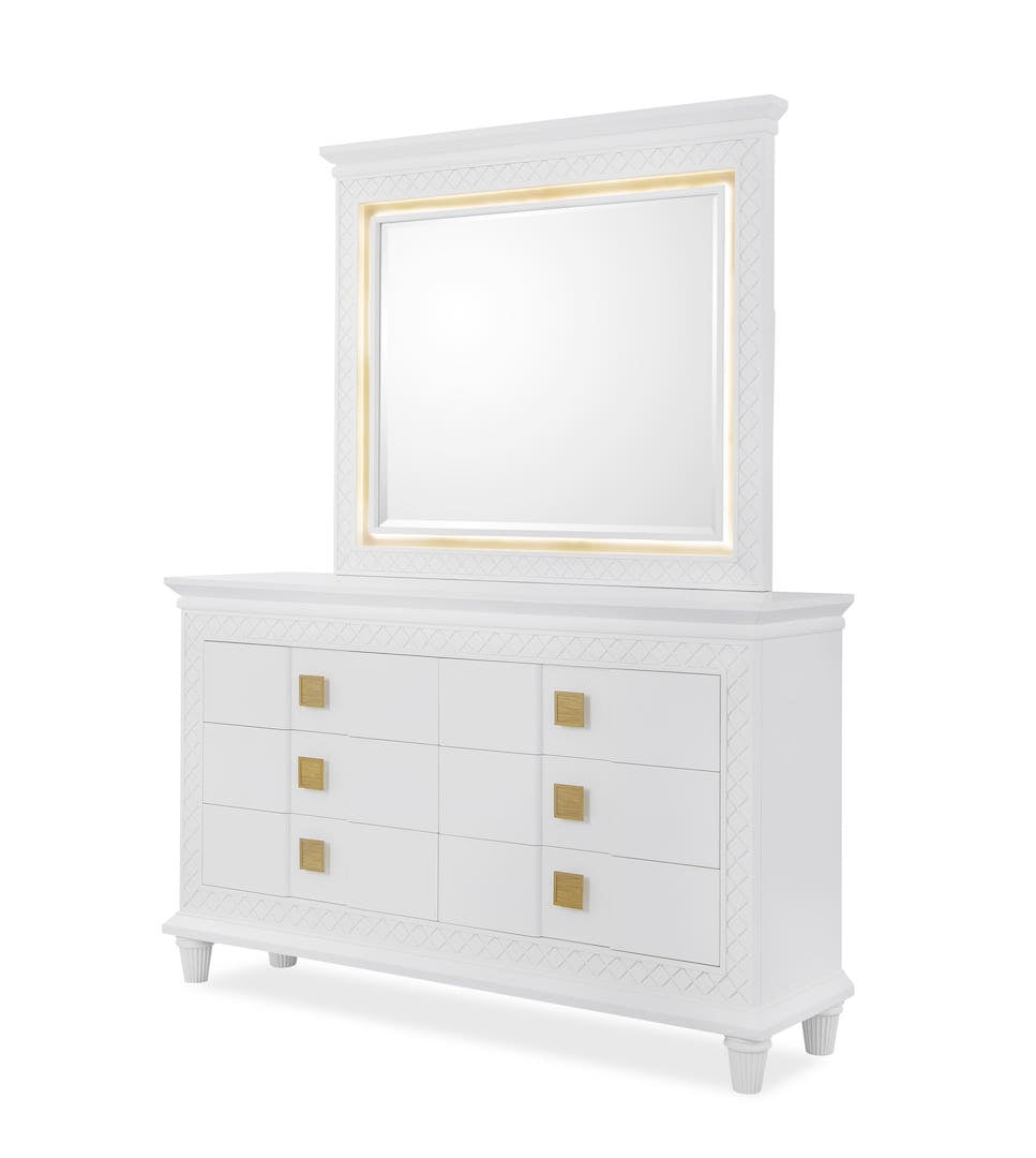 Traditional Rebecca Gold Ornate King Bedroom Set with White and Gold Finish