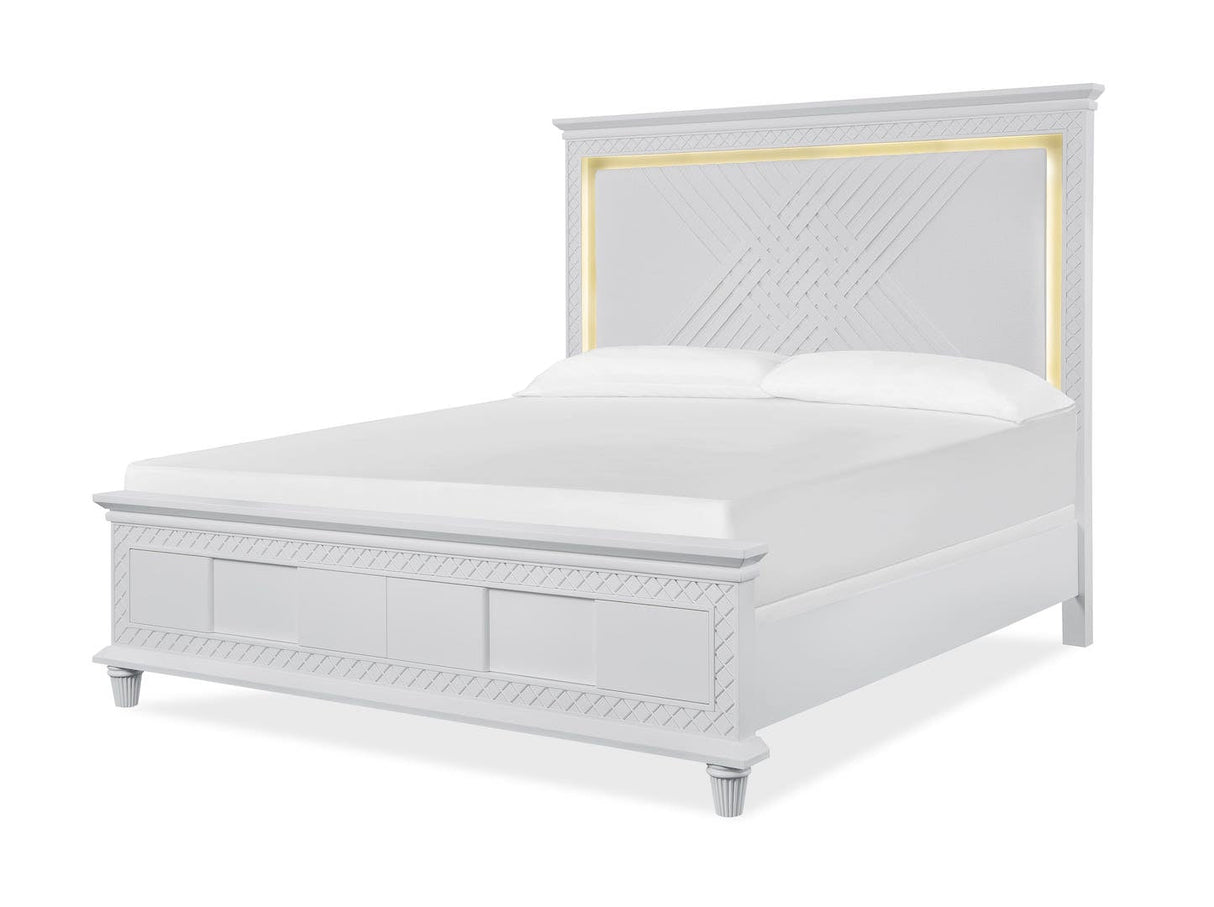 Traditional Rebecca Gold Ornate King Bedroom Set with White and Gold Finish