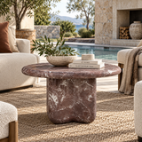 Juju Faux Marble Indoor/Outdoor Round Coffee Table (24"-32")