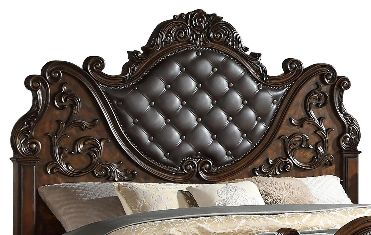 Traditional Ornate Santa 5-Piece Bedroom Set in Rich Cherry Finish