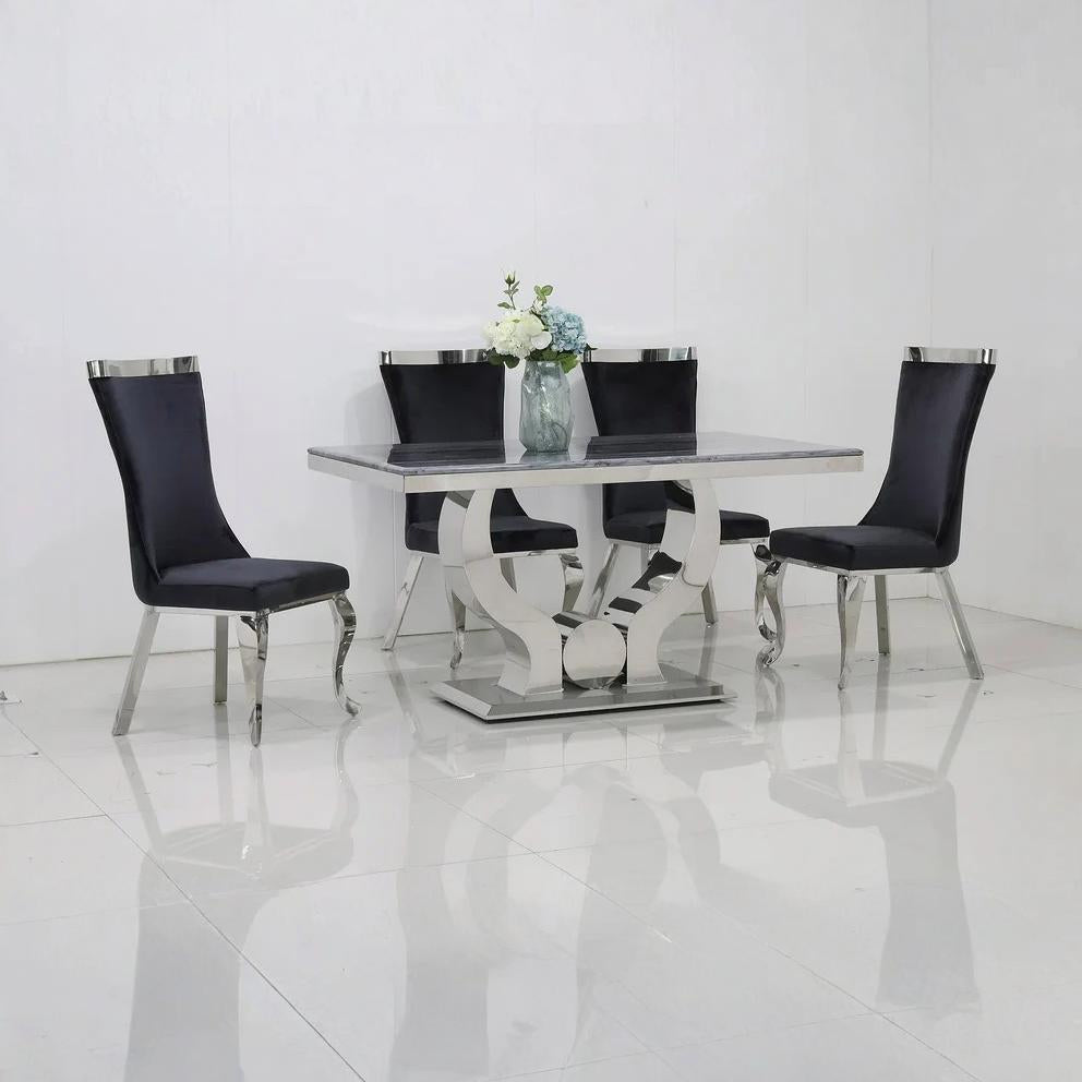 Kinin Gold & Silver Dining Table with Chairs