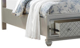 Shiney Silver Finish Bedroom Set with LED Headboard & Storage