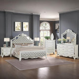 Elegant Sonia 5-Piece Contemporary Silver Tufted Pearl Bedroom Collection