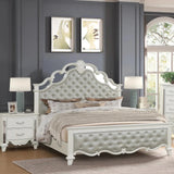 Elegant Sonia 5-Piece Contemporary Silver Tufted Pearl Bedroom Collection