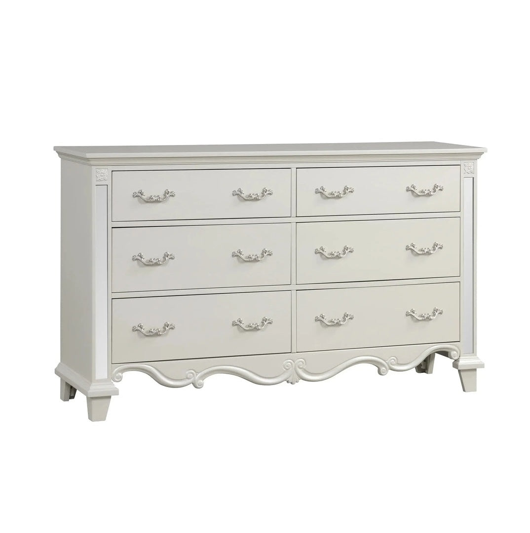 Elegant Sonia 5-Piece Contemporary Silver Tufted Pearl Bedroom Collection