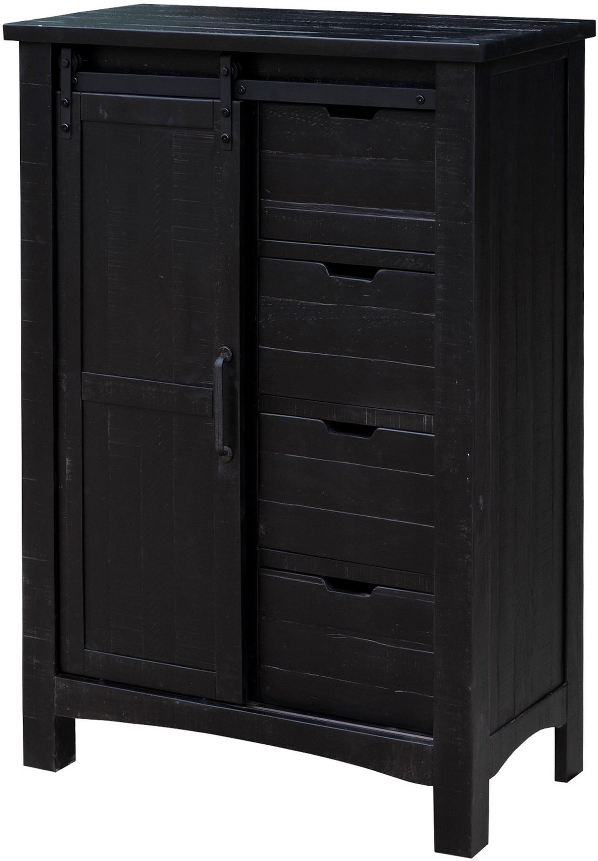 Stockton Vintage Black Bedroom Set with Bed, Dresser, Mirror & Chest