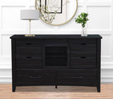 Stockton Vintage Black Bedroom Set with Bed, Dresser, Mirror & Chest