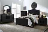 Stockton Vintage Black Bedroom Set with Bed, Dresser, Mirror & Chest