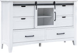 Stockton Vintage White Bedroom Set with Bed, Dresser, Mirror & Chest