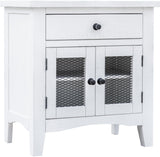 Stockton Vintage White Bedroom Set with Bed, Dresser, Mirror & Chest