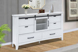 Stockton Vintage White Bedroom Set with Bed, Dresser, Mirror & Chest