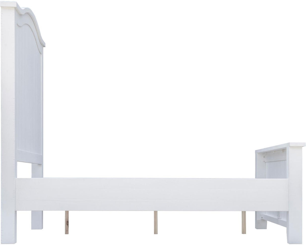 Stockton Vintage White Bedroom Set with Bed, Dresser, Mirror & Chest