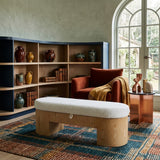 Poppi 49-Inch Cream Performance Fabric Storage Bench - Modern Minimalist Bedroom & Entryway Seating