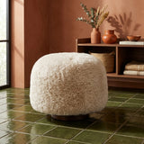 Oopa Faux Shearling Swivel Ottoman with Clover Base - Modern Playful & Accent Seating