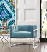 Magnolia Velvet Accent Chair with Silver Base