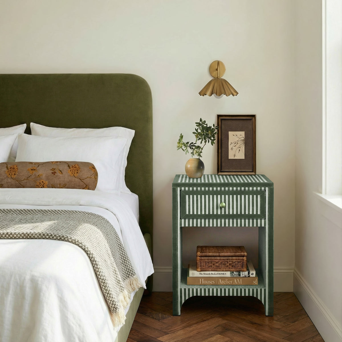 Kora 18" Cotton Jute 1-Drawer Contract-Grade Nightstand - View 13