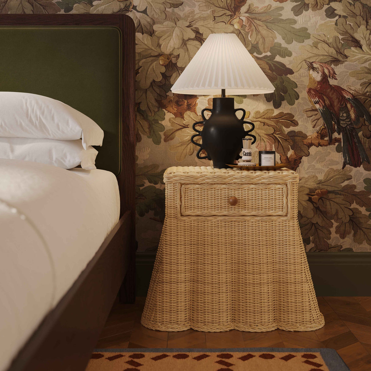 Pentra 25" Natural Rattan Nightstand With Drawer