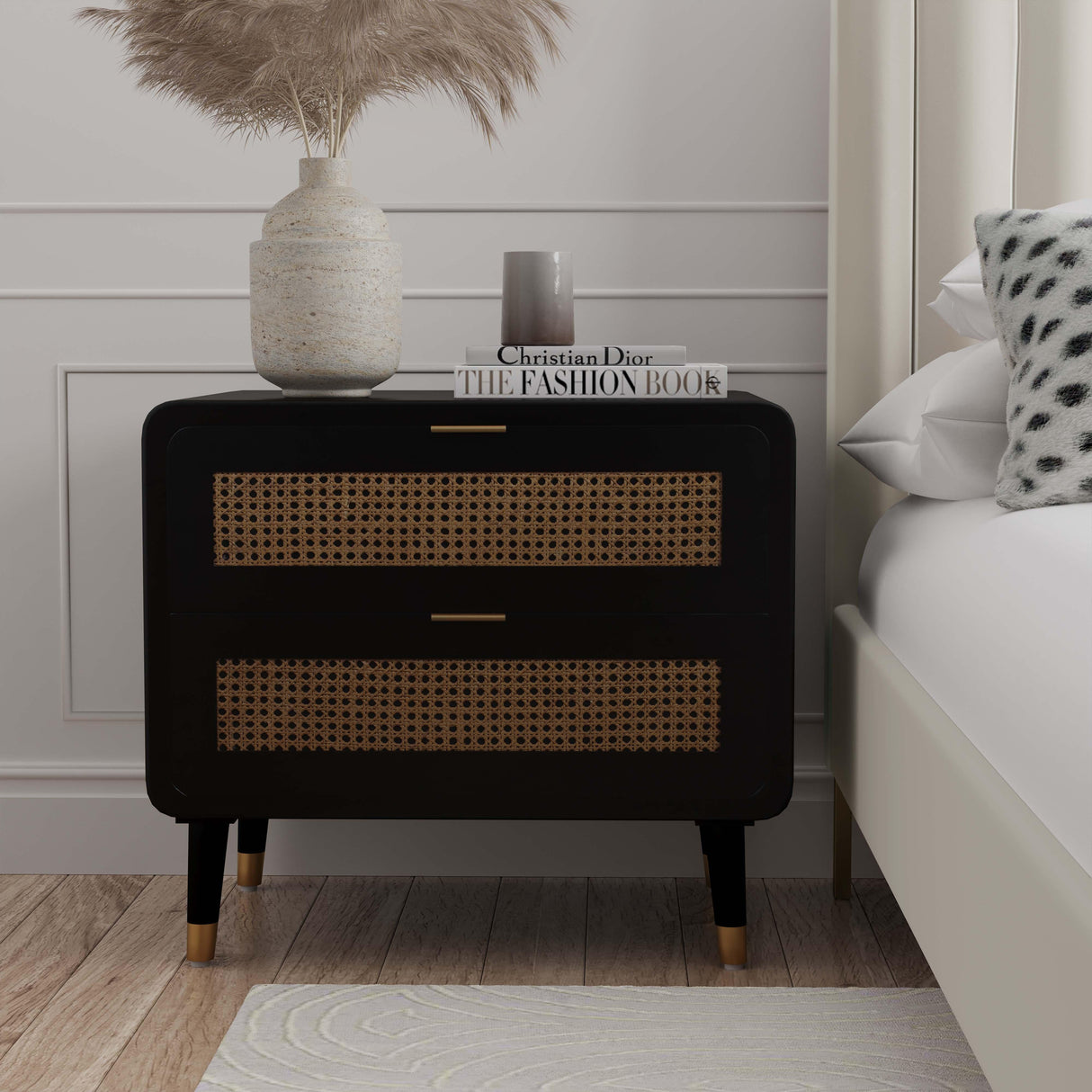 Christine 27" Black 2-Drawer Nightstand