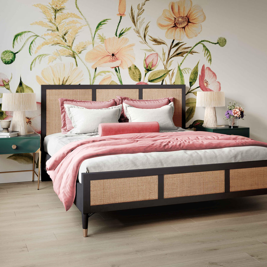Sierra Wood & Rattan Bed