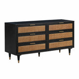 Sierra 60" Cane 6-Drawer Dresser
