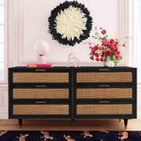 Sierra 60" Cane 6-Drawer Dresser