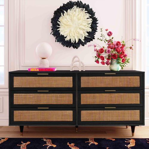 Sierra 60" Cane 6-Drawer Dresser