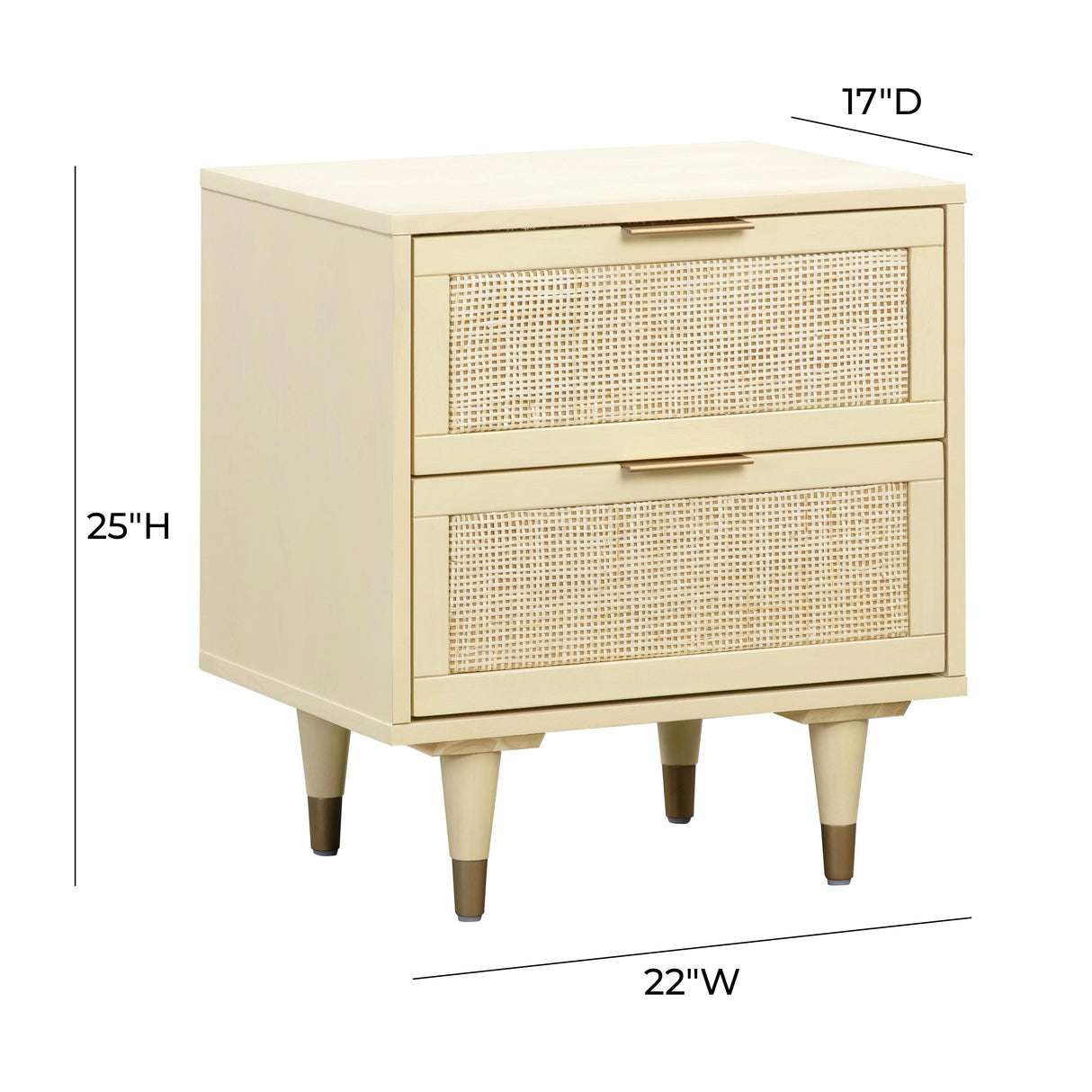 Sierra 22" Cane 2-Drawer Nightstand
