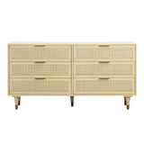 Sierra 60" Cane 6-Drawer Dresser