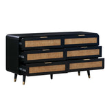 Christine 62" Black 6-Drawer Dresser