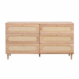 Carmen 63" Natural Ash and Cane 6-Drawer Dresser