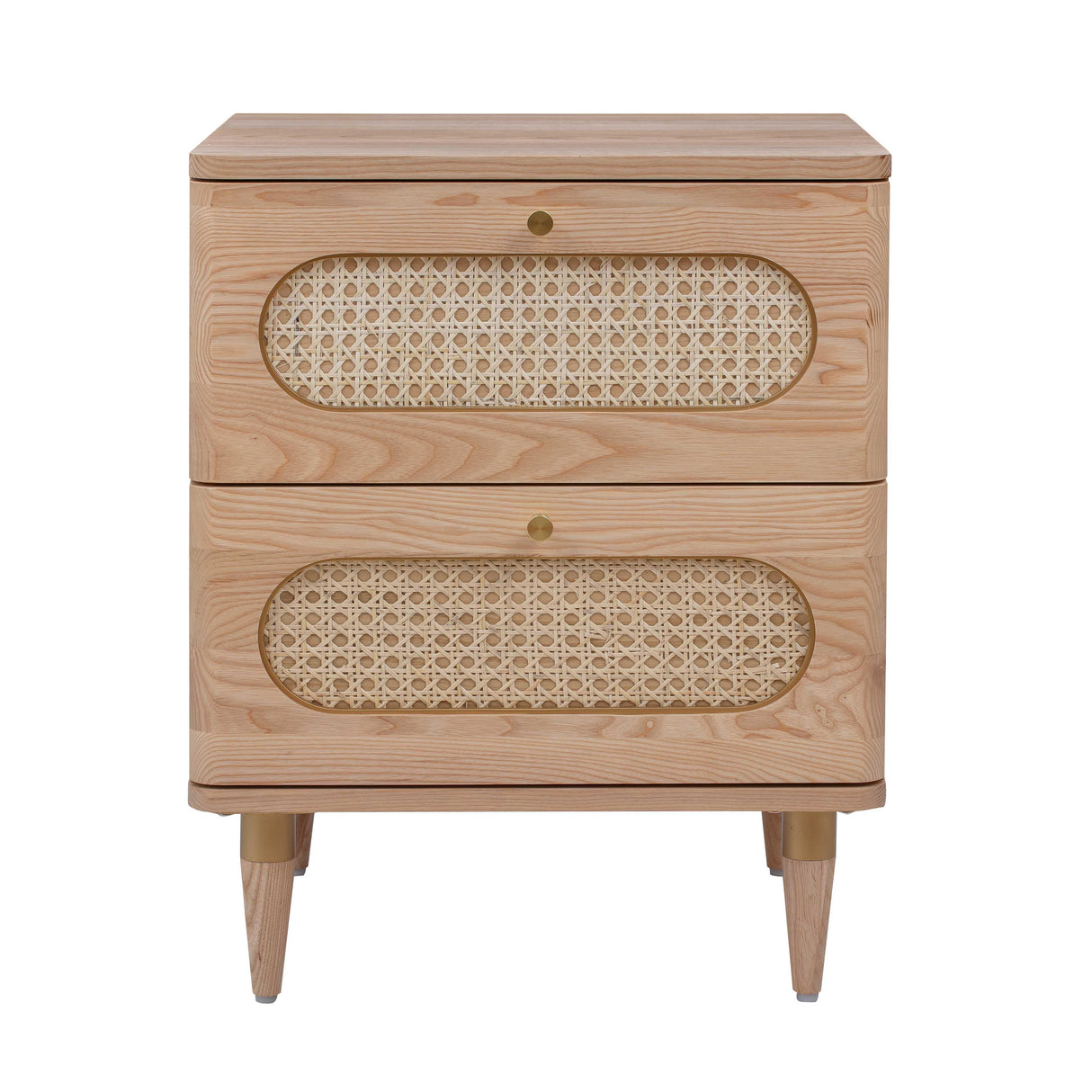Carmen 19" Natural Ash and Cane 2-Drawer Nightstand