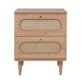 Carmen 19" Natural Ash and Cane 2-Drawer Nightstand
