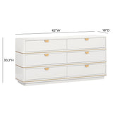 Julieta 62" Acacia Wood 6-Drawer Dresser