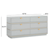Julieta 62" Acacia Wood 6-Drawer Dresser