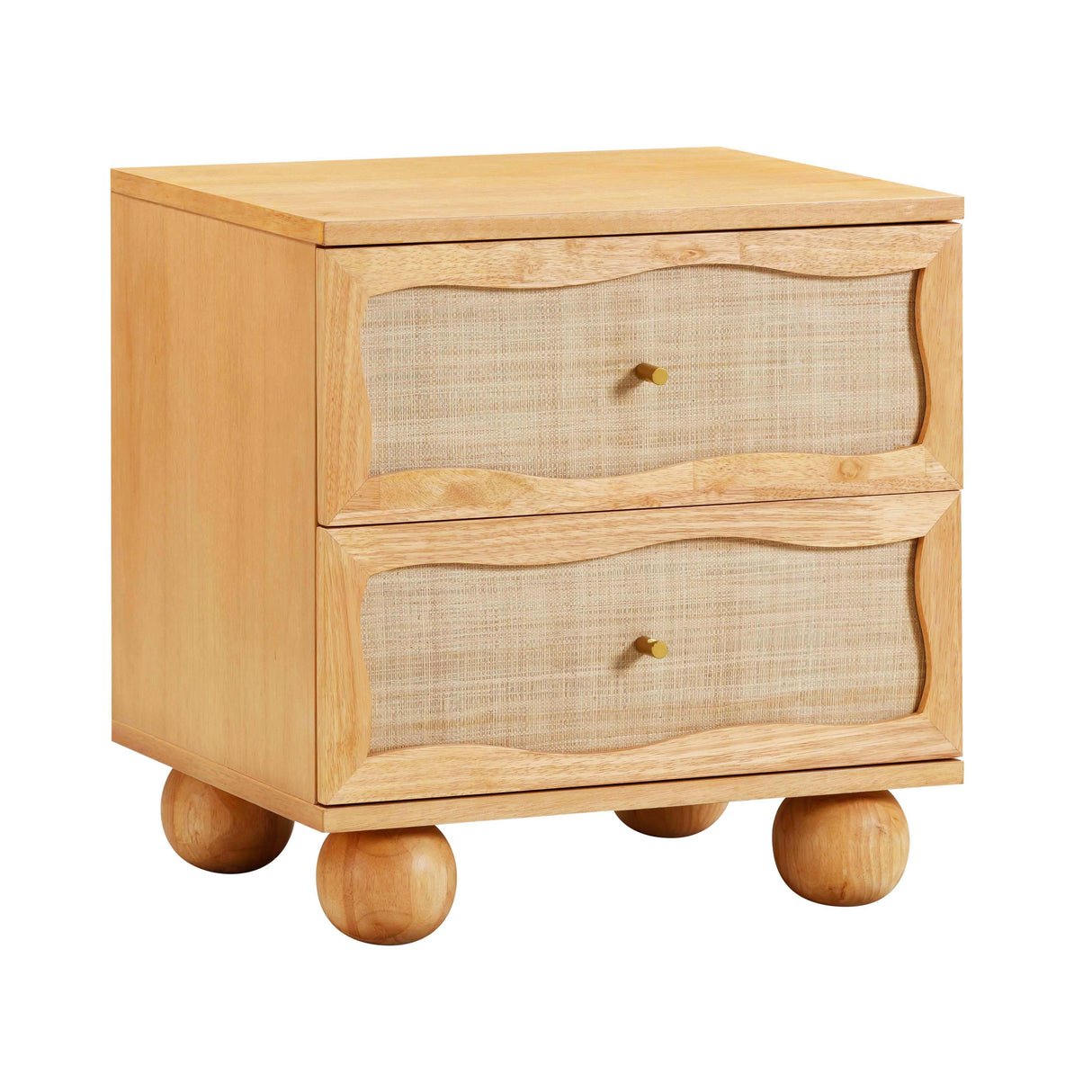 Grappa 22" Wood & Raffia Wavy 2-Drawer Nightstand