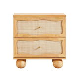Grappa 22" Wood & Raffia Wavy 2-Drawer Nightstand