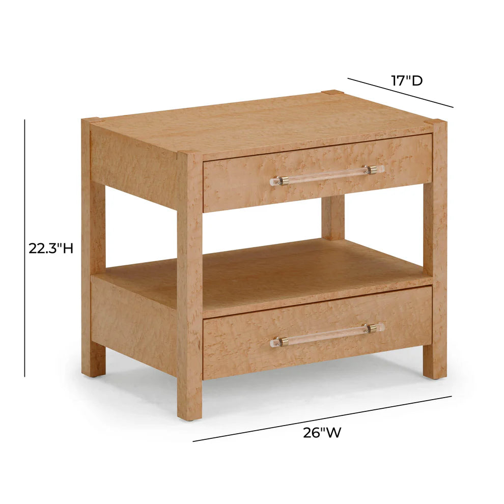 Brandyss Natural Burl Nightstand