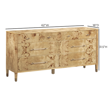 Brandyss 62" Burl 7-Drawer Dresser - View 9
