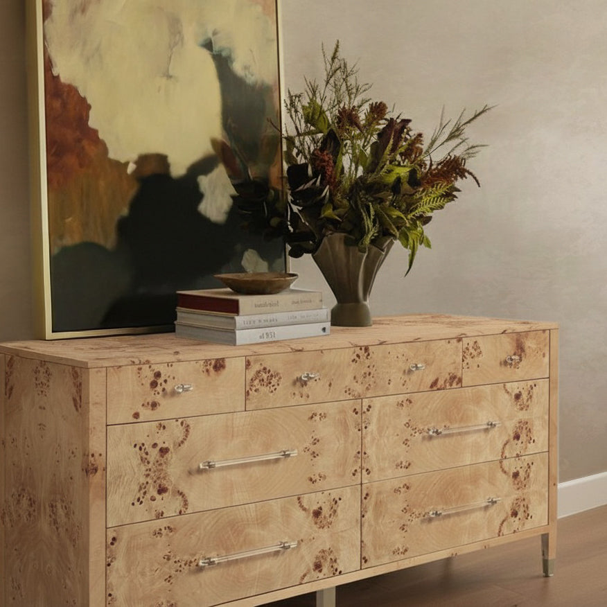 Brandyss 62" Burl 7-Drawer Dresser - View 12