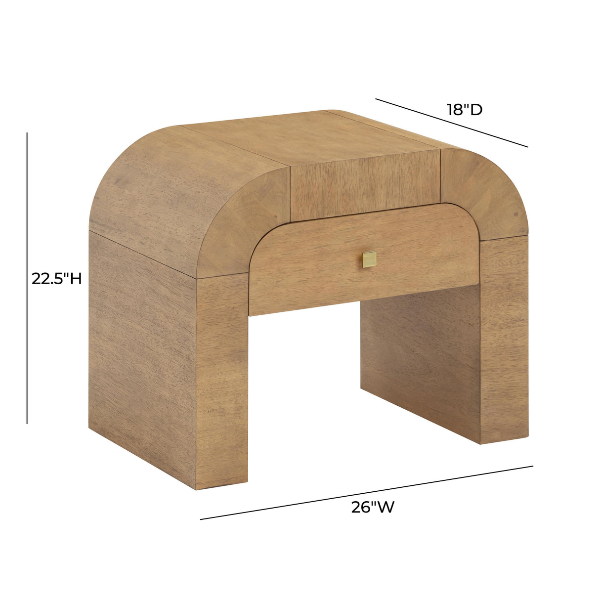 Hump 26" Arched Nightstand With Drawer