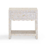Piara 22" Natural Mother of Pearl Inlaid Nightstand With Drawer