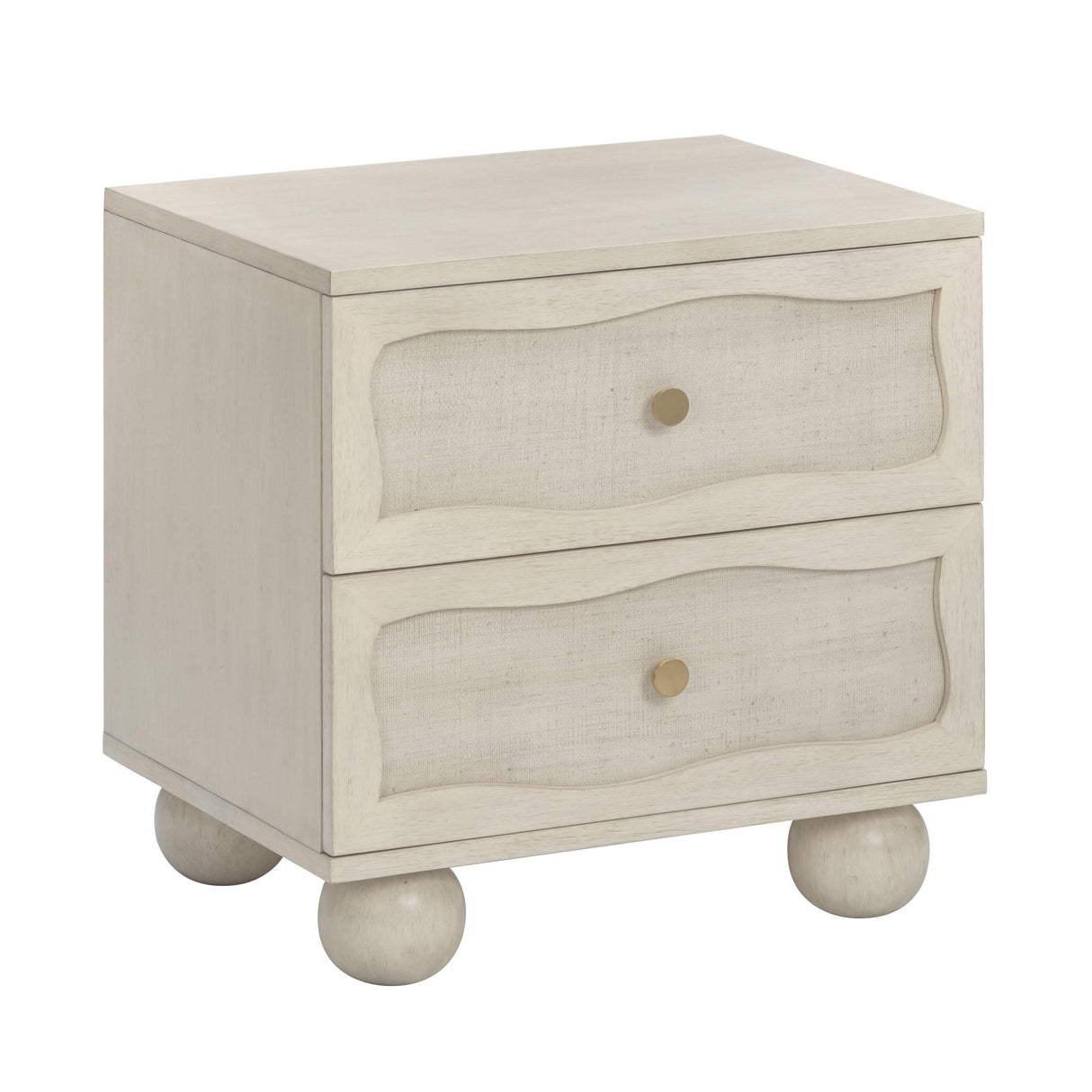 Grappa 22" Wood & Raffia Wavy 2-Drawer Nightstand