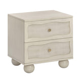 Grappa 22" Wood & Raffia Wavy 2-Drawer Nightstand