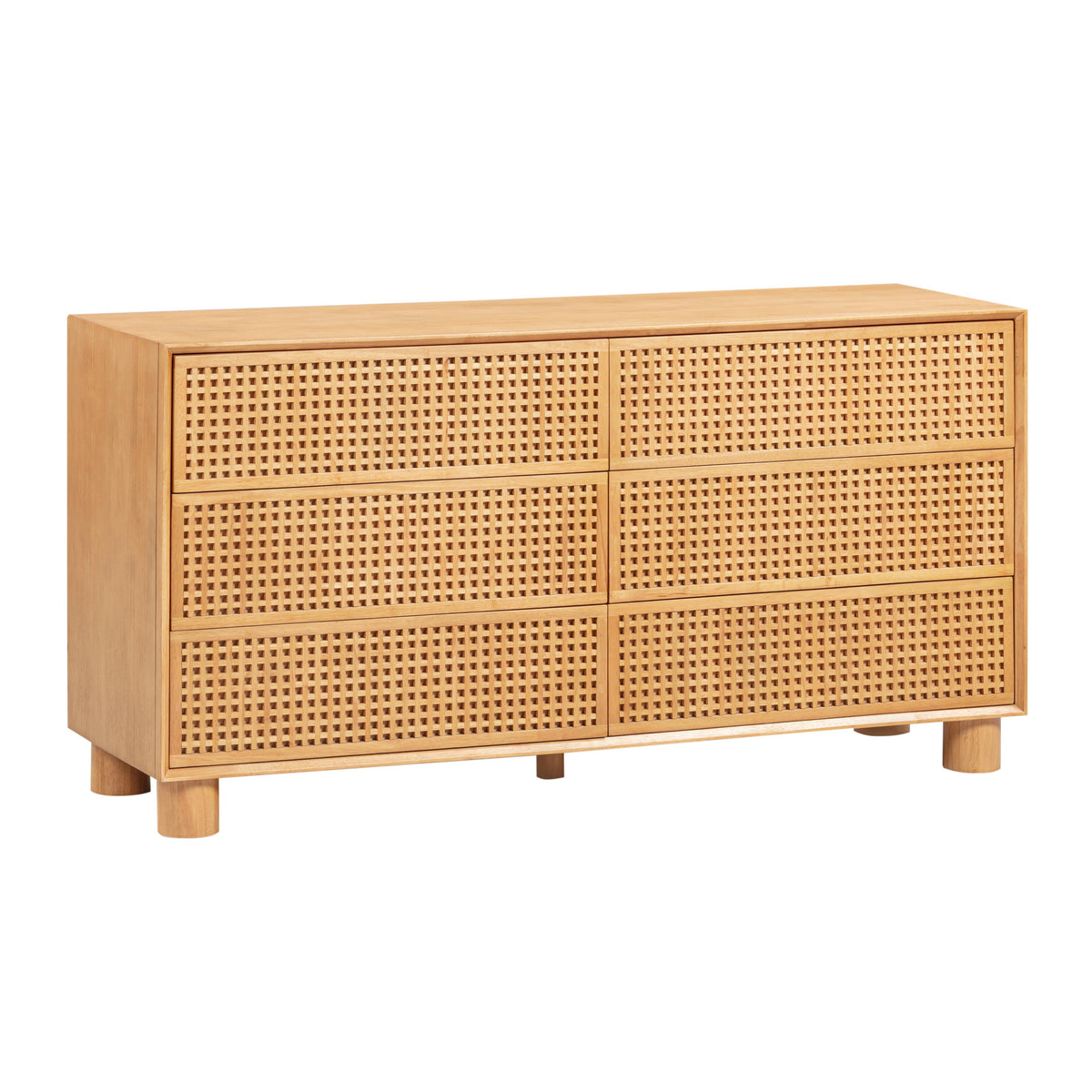 Miles 62" Natural Wood 6-Drawer Dresser - View 3