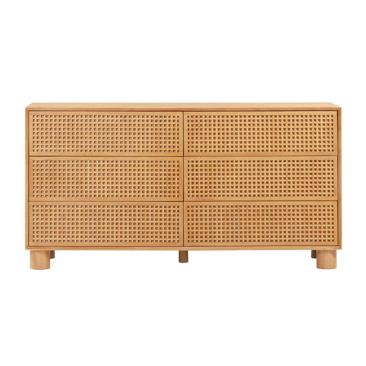 Miles 62" Natural Wood 6-Drawer Dresser - View 1